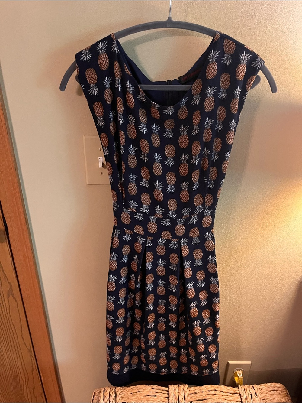 Classic Navy Pineapple Print Dress